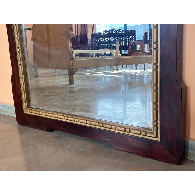 Wood Early 20th French Wood Wall Mirror With Painted Garland of Flowers For Sale - Image 7 of 7