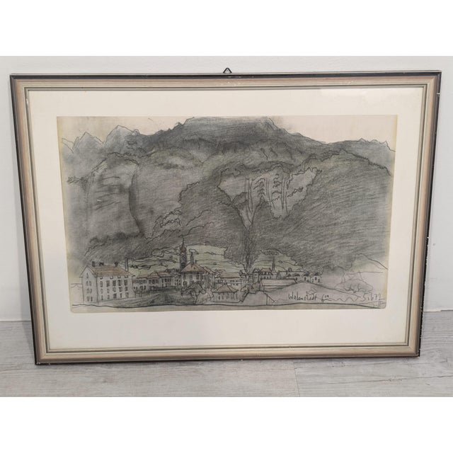 Paper Walenstadt in Switzerland at the Foot of the Mountains, 1960s, Lithograph For Sale - Image 7 of 11
