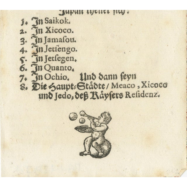 Mallet Miniature Map of Japan Iaponia with German Text, 1683 For Sale - Image 5 of 9
