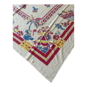 Vintage 1940's Mexican Fiesta Table Cloth - Pristine