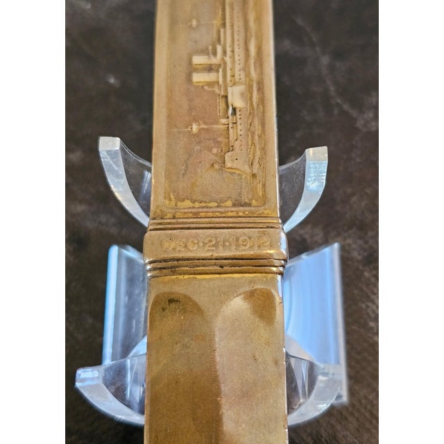 Bronze Tiffany & Co Waldorf Astoria American Uss Maine Antique Bronze Letter Opener For Sale - Image 8 of 12