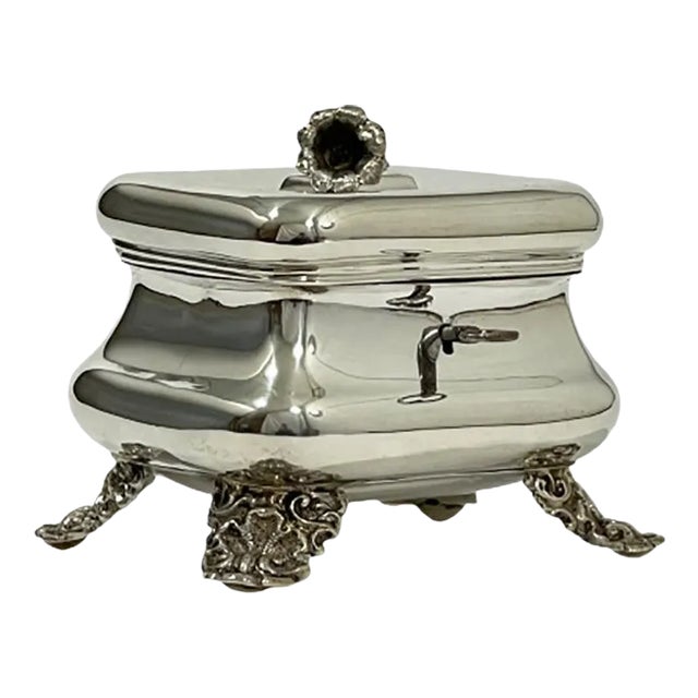 Austrian Silver Sugar Box Raised on Four Feet, 1853 For Sale