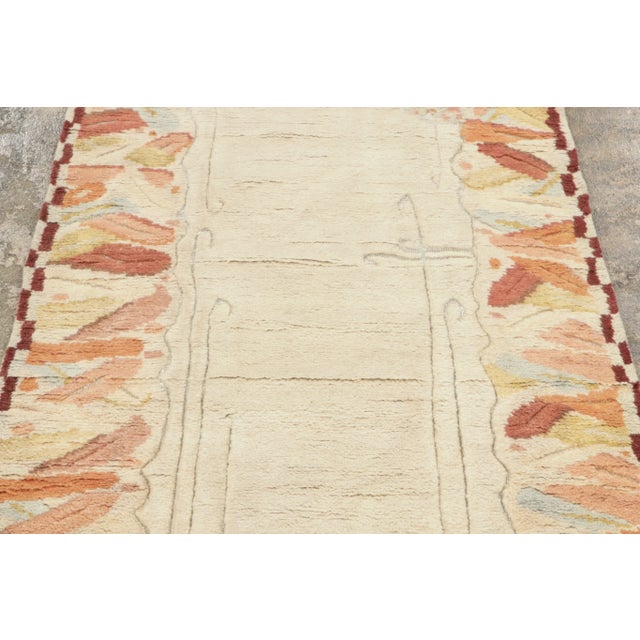 Rug & Kilim Rug & Kilim's Contemporary French Deco Runner With Beige Floral Border Design For Sale - Image 4 of 8
