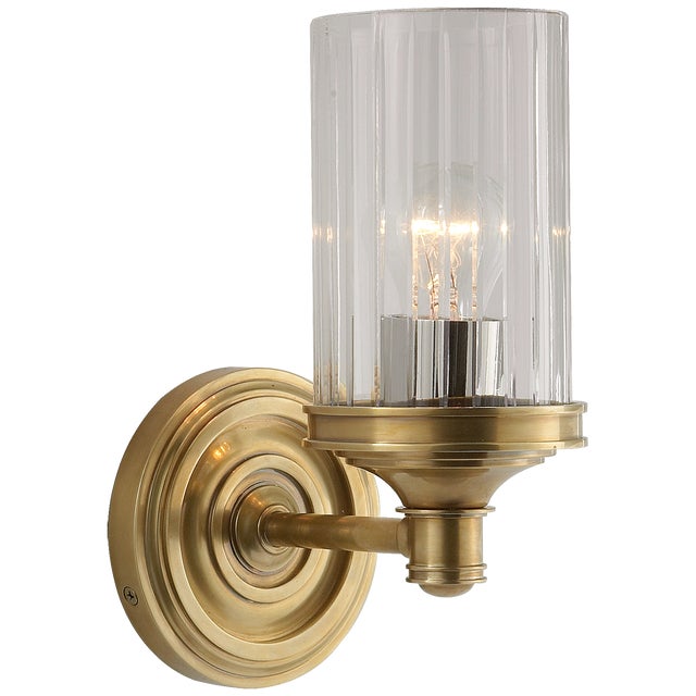 Alexa Hampton for Visual Comfort Signature Ava Single Sconce in Hand-Rubbed Antique Brass with Crystal For Sale