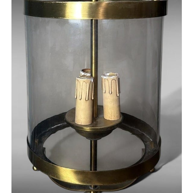 Mid 20th Century Neoclassical French Brass and Blown Glass Lantern For Sale - Image 10 of 18