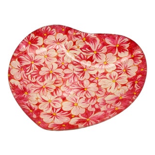 Heart Plate With Red Floral Motif For Sale