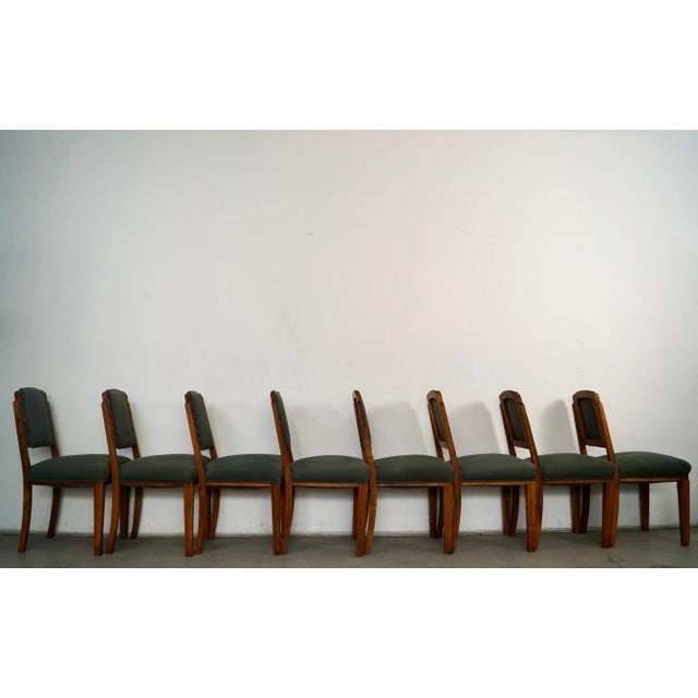 1930s 1930’s Art Deco Walnut Dining Chairs - Set of 8 For Sale - Image 5 of 12
