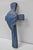 Mid-Century Modern Vintage Religious Jesus Sculpted Resin Blue Mid Century Wall Crucifix Cross For Sale - Image 3 of 14