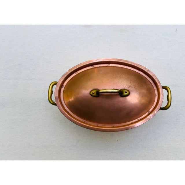 Metal Vintage Mauviel Copper Oval Roasting Pan With Domed Lid - French Cookware C. 1950 For Sale - Image 7 of 18