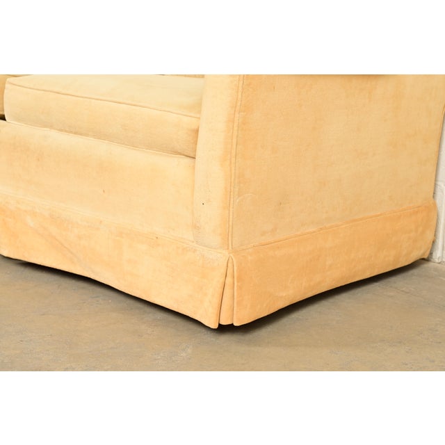 Beige Baker Furniture Style Modern Mohair Velvet Tuxedo Sofa or Loveseat For Sale - Image 8 of 13