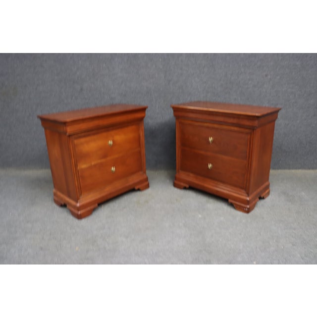 Louis Philippe Style Cherry Nightstands by Stickley – Pair For Sale - Image 9 of 15