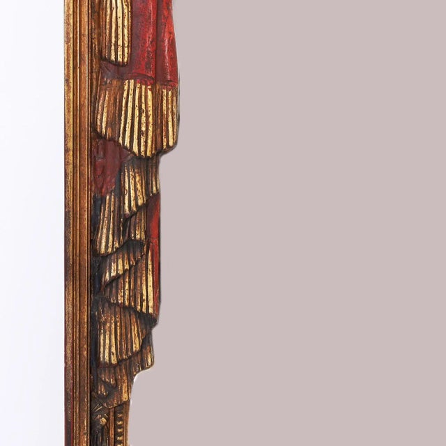 Ruby Red Carved and Painted Neoclassic Frame and Mirror For Sale - Image 8 of 10