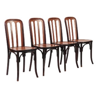 Antique Bentwood Bistro Cafe Chairs by Josef Hoffman for Thonet- Set of 4 For Sale