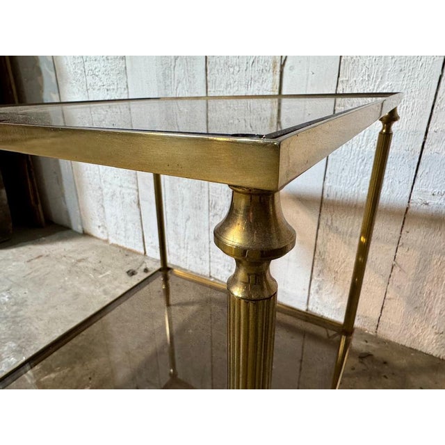 1960s Mid-Century French Brass Lamp Table, 1965 For Sale - Image 5 of 16