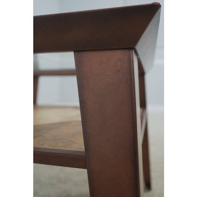 Square Glass Top Mid Century Modern 2 Tier Tile Coffee Table For Sale - Image 9 of 12