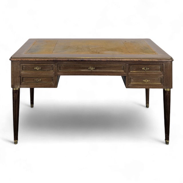 Late 19th Century Louis XVI Flat Desk in Mahogany For Sale