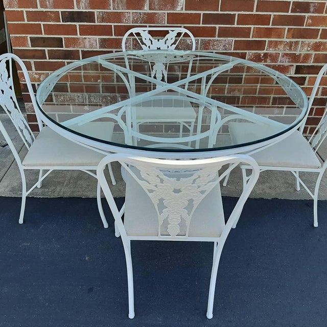 Vintage Cast Aluminum Patio Table & 4 Chairs Chairish