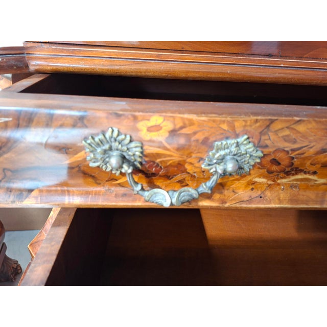 Vintage Dutch Baroque Triptych Drop-Leaf Cabinet and Inlaid Nightstands, 1920s, Set of 3 For Sale - Image 13 of 18