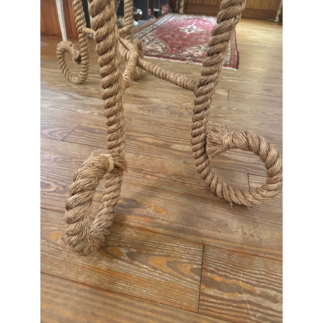 Glass MCM Nautical Style Rope Table W/Glass Top For Sale - Image 7 of 12