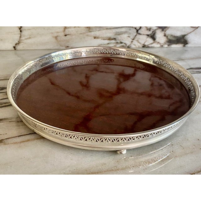 Hollywood Regency Hollywood Regency Silver Drinks Tray For Sale - Image 3 of 5