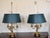 Empire Brass Bouillotte Lamps with Green Tole Shades, 1960s, Set of 2 For Sale - Image 4 of 11