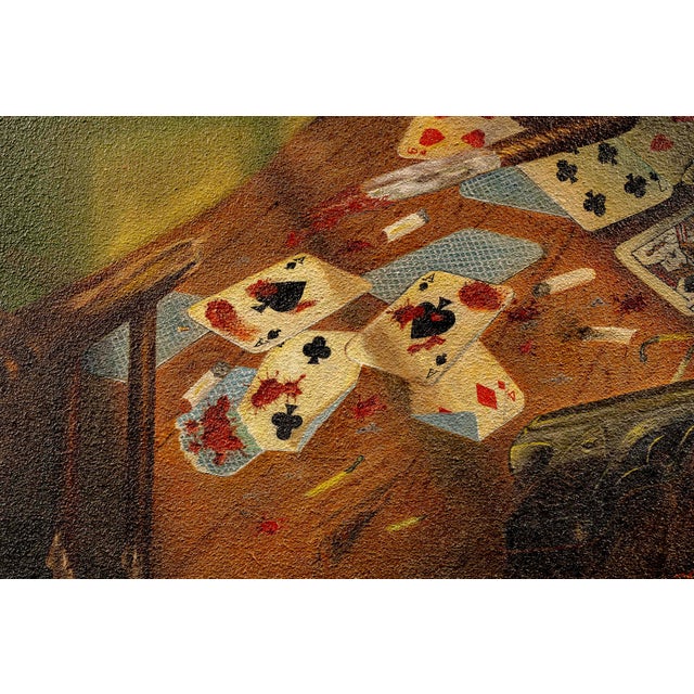 Folk Art 1940s "Aces of Spades" | Original Folk Oil Painting by Bob Rossie, Sr. For Sale - Image 3 of 12