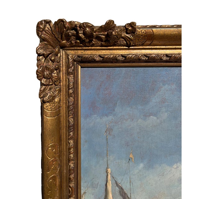 View of Venice with the Basilica of Santa Maria Della Salute, Oil on Canvas, 19th Century, Framed For Sale - Image 3 of 12