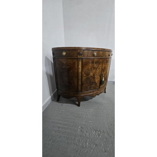 Brown Antique Demi Lune Sideboard in Yew Wood, 1910 For Sale - Image 8 of 18
