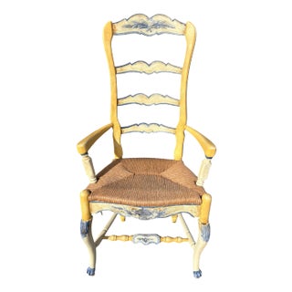 Late 20th Century Habersham New Country French Armchair With Rush Seat For Sale