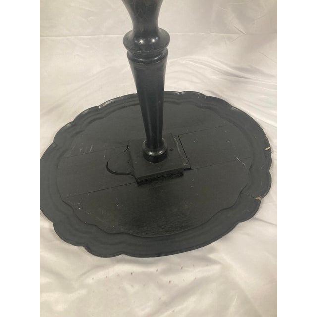 Antique Victorian Papier-Mâché Pedestal Table | Mother of Pearl Inlay |25'' H For Sale - Image 14 of 18