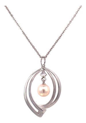 1990s Mikimoto Estate Akoya Pearl Necklace 16" Sterling Silver 6.75 mm