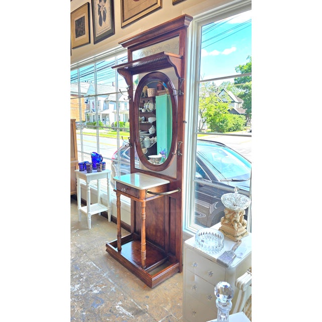 Wood Vintage Apothecary Hallstand With Mirror For Sale - Image 7 of 10