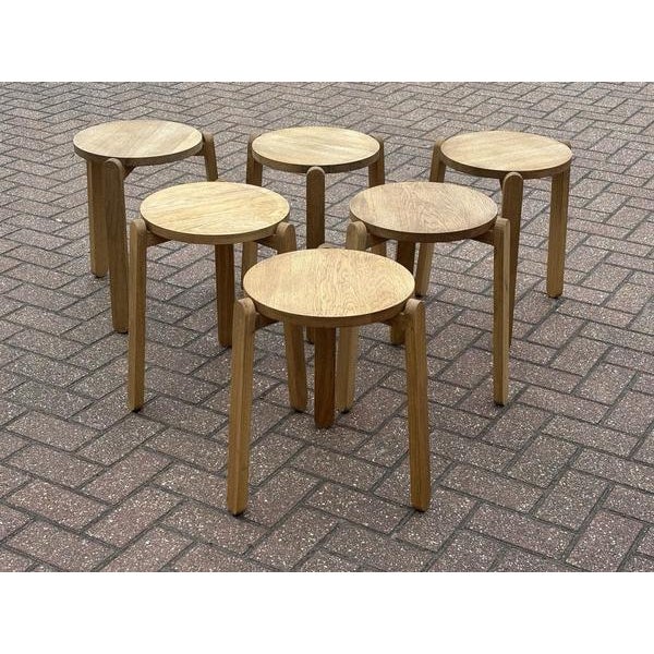 Oak Nomad Designer Stacking Stools from Skagerak, Set of 6 For Sale - Image 15 of 16