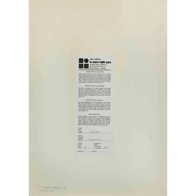 Abstract composition is an etching and embossing realized by Hans Richter. Monogrammed in the lower part....