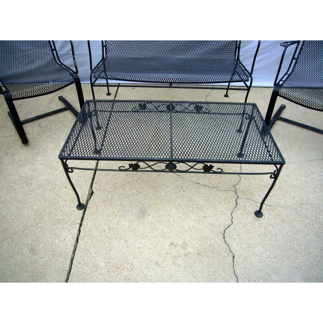 1960s Woodard Salterini Attributed Mt Vernon Patio Seating & Table Set, Loveseat Bench Cantilever For Sale - Image 5 of 7
