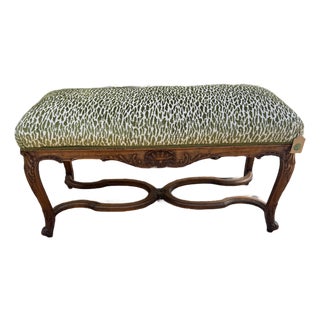 Old French Animal Print Bench For Sale