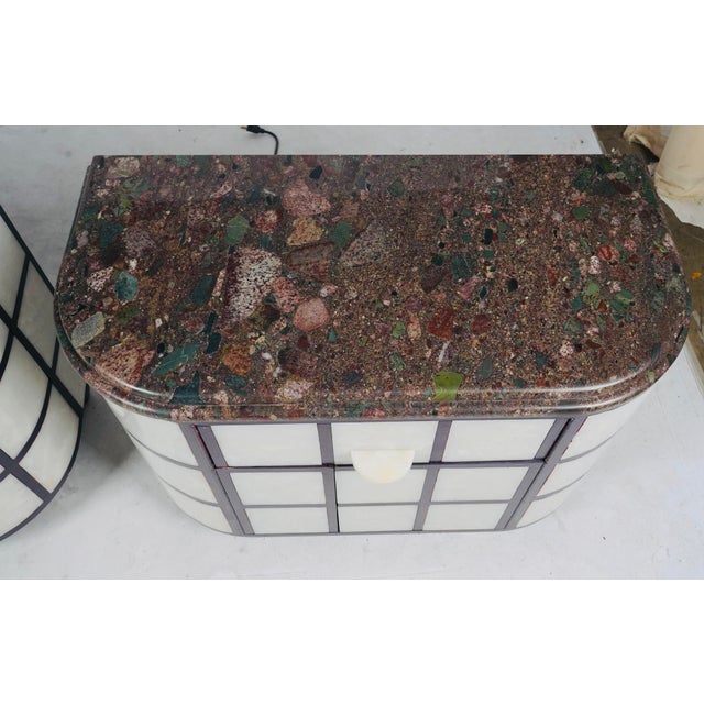 Mid 20th Century Late 20th Century Pair of Art Deco Revival Stone Top Nightstands From the Glorya Kaufman Collection, Attributed For Sale - Image 5 of 9
