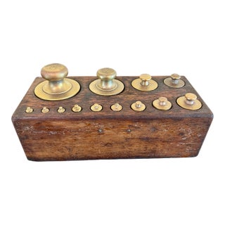 Antique Set of 13 Brass Apothecary Weights For Sale