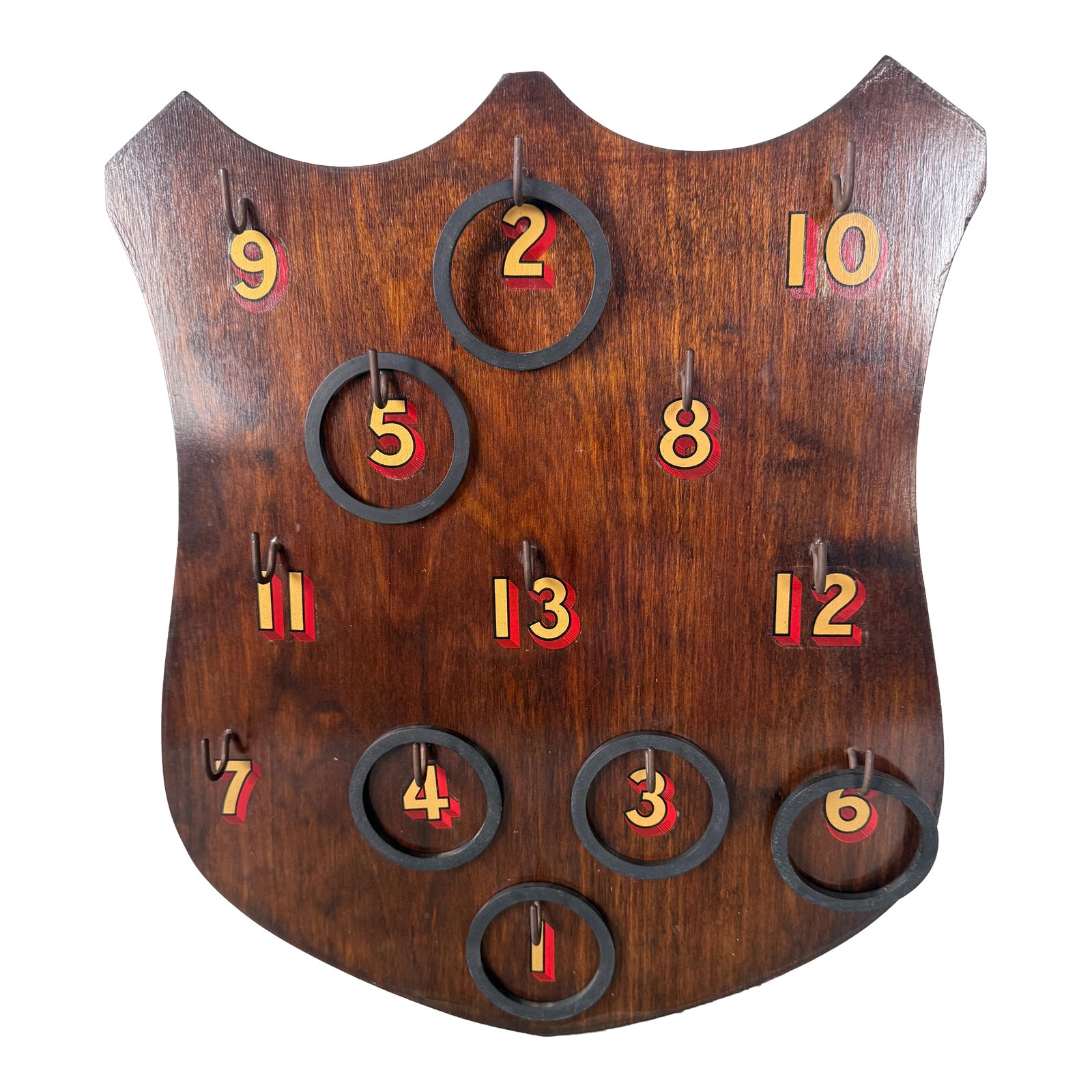 Vintage Wooden Shield Ring-Toss - Hoopla Game for Rec Room Wall | Chairish