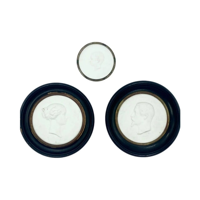 Ceramic Antique Set 3 Sevres J. Peyre Napoleon III & Family Bisque Silhouettes Plaques For Sale - Image 7 of 12