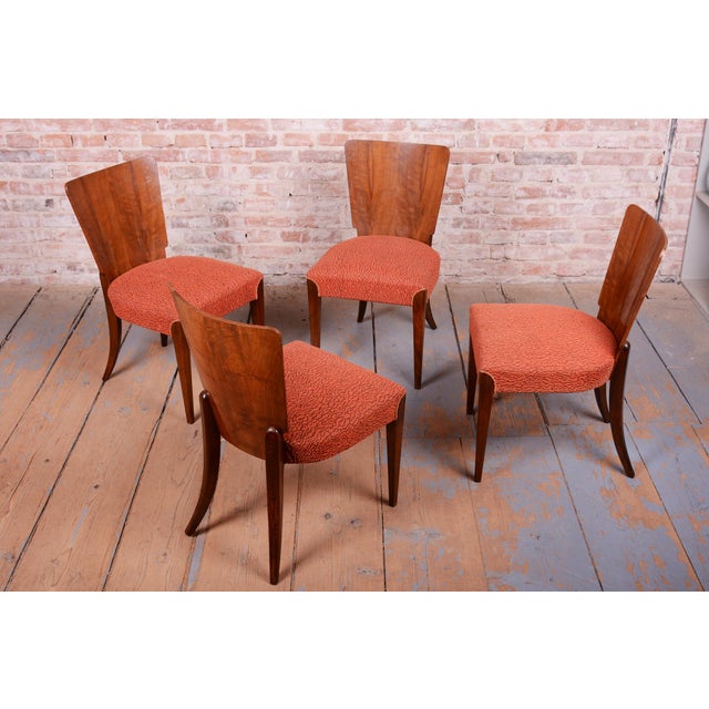 Art Deco Walnut Chairs by J. Halabala for UP Zavody, Czech, 1940s, Set of 4 For Sale - Image 6 of 18
