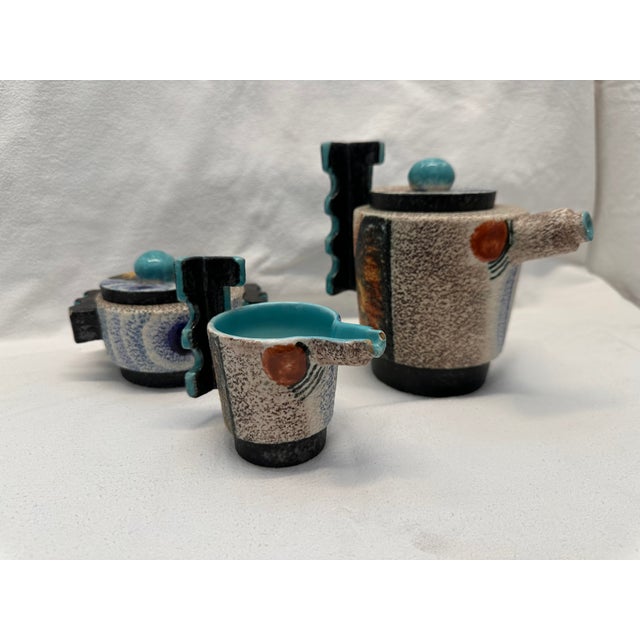 Painted Ceramic Tea Service by Nicolay Dulgheroff for Ceramiche Mazzotti Albisola, 1960s, Set of 15 For Sale - Image 4 of 18