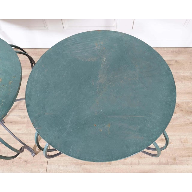 Pair of Late 19th / Early 20th-Century Lacquered Iron Round Tables For Sale - Image 4 of 11