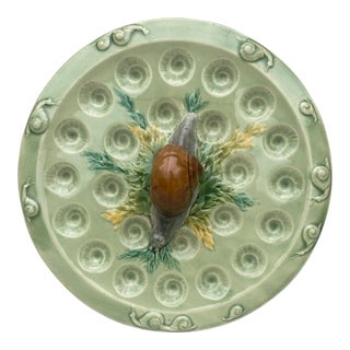 19th Century Majolica Snail Platter Luneville For Sale