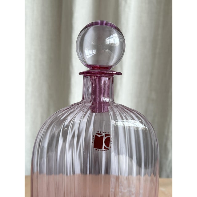 1970s Mid-Century Modern Pink Murano Glass Decanter Bottle by Carlo Moretti, Italy, 1970s For Sale - Image 5 of 12