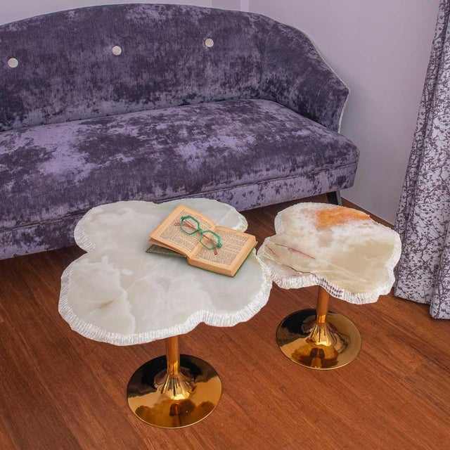 White Onyx Nesting Tables by Forzini, Set of 2 For Sale - Image 11 of 13