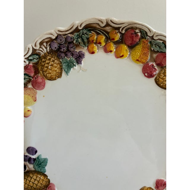 Mid-Century Modern Vintage Lefton Majolica Style Fruit Border Dinner Plates, Set of 6 For Sale - Image 3 of 10