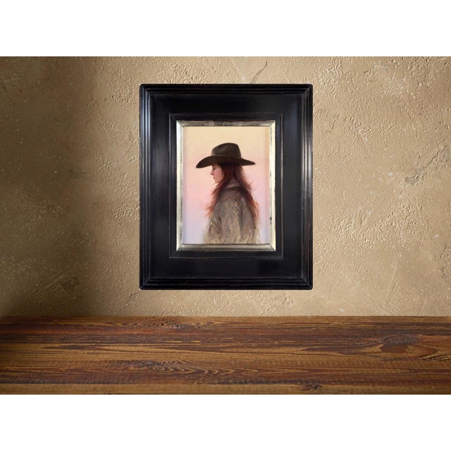 Early 21st Century Evening Solitude by Derek Harrison | Oil on Linen Portrait of a woman in a hat. For Sale - Image 5 of 5
