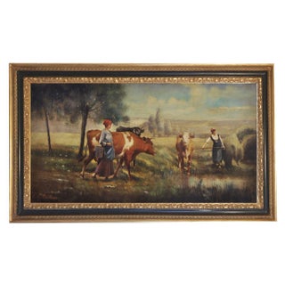 Country Landscape, French School -Italian Oil on Canvas Painting For Sale