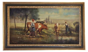 Country Landscape, French School -Italian Oil on Canvas Painting